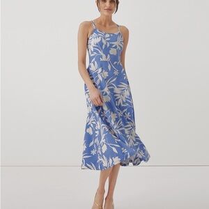 Pact Blue and White Spaghetti Strap Sundress